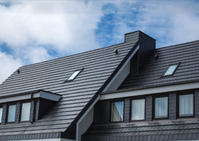 Modern Slate Black Solar Tile used/integrated with black Clay roof tiles