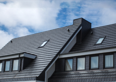 Modern Slate Black Solar Tile used/integrated with black Clay roof tiles