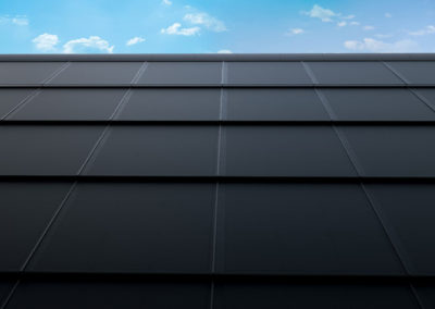 Q-Series Horizontal Black Polymer Lightweight Lifetime Solar Roof Solar Tile Technologies.