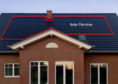 Modern Slate Black Solar Tile utilized/integrated with black Concrete roof tiles.